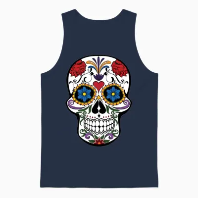 Sugar Skull Unisex Tank Top - Navy