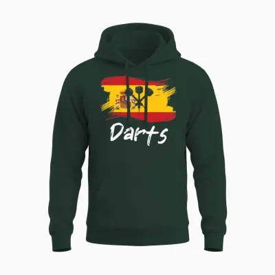 Spain Flag with Darts Design Unisex Hoodie - Forest