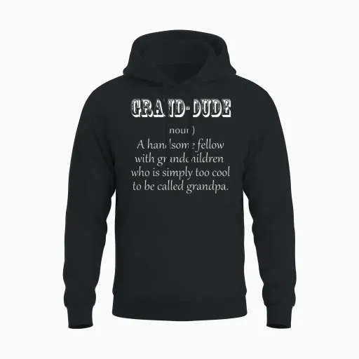 Grand Dude White Grandpa Unisex Hoodie in Black