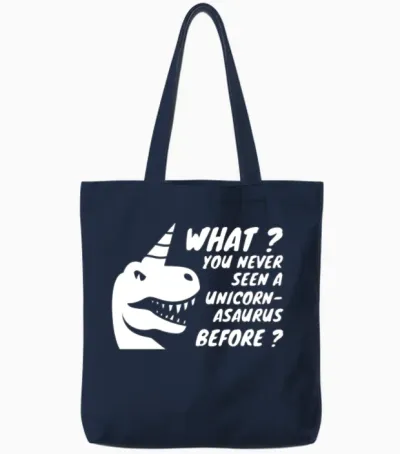 Funny Unicorn Dinosaur Tote Bags - Navy