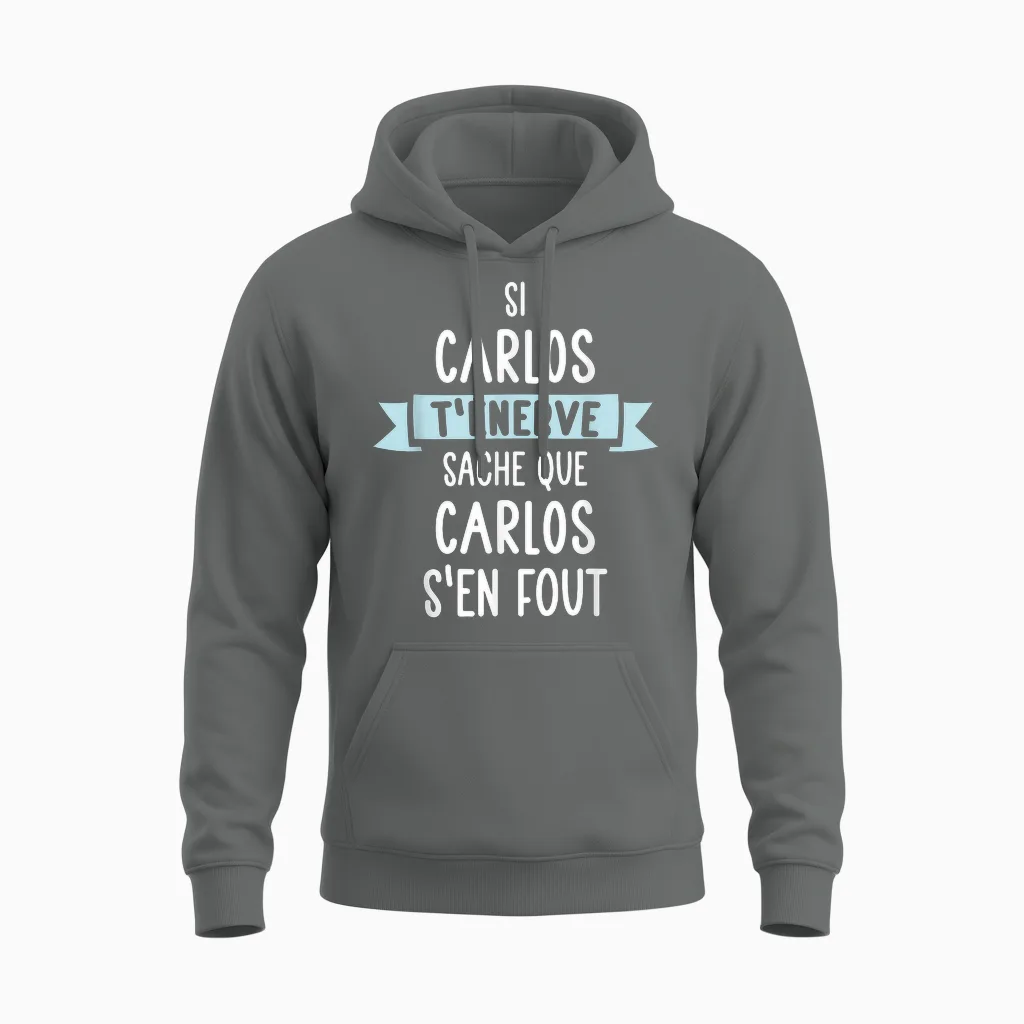 Gift Man Humor Name Personalized Carlos T-Shirt, Black, S Unisex Hoodie in Graphite Heather