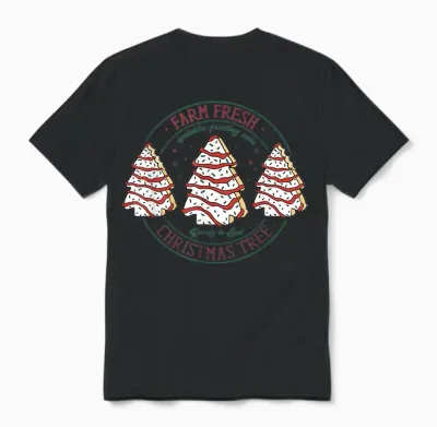 Farm Fresh Christmas Tree Frosting Frosted Cake Debbie Unisex T-Shirt - Black
