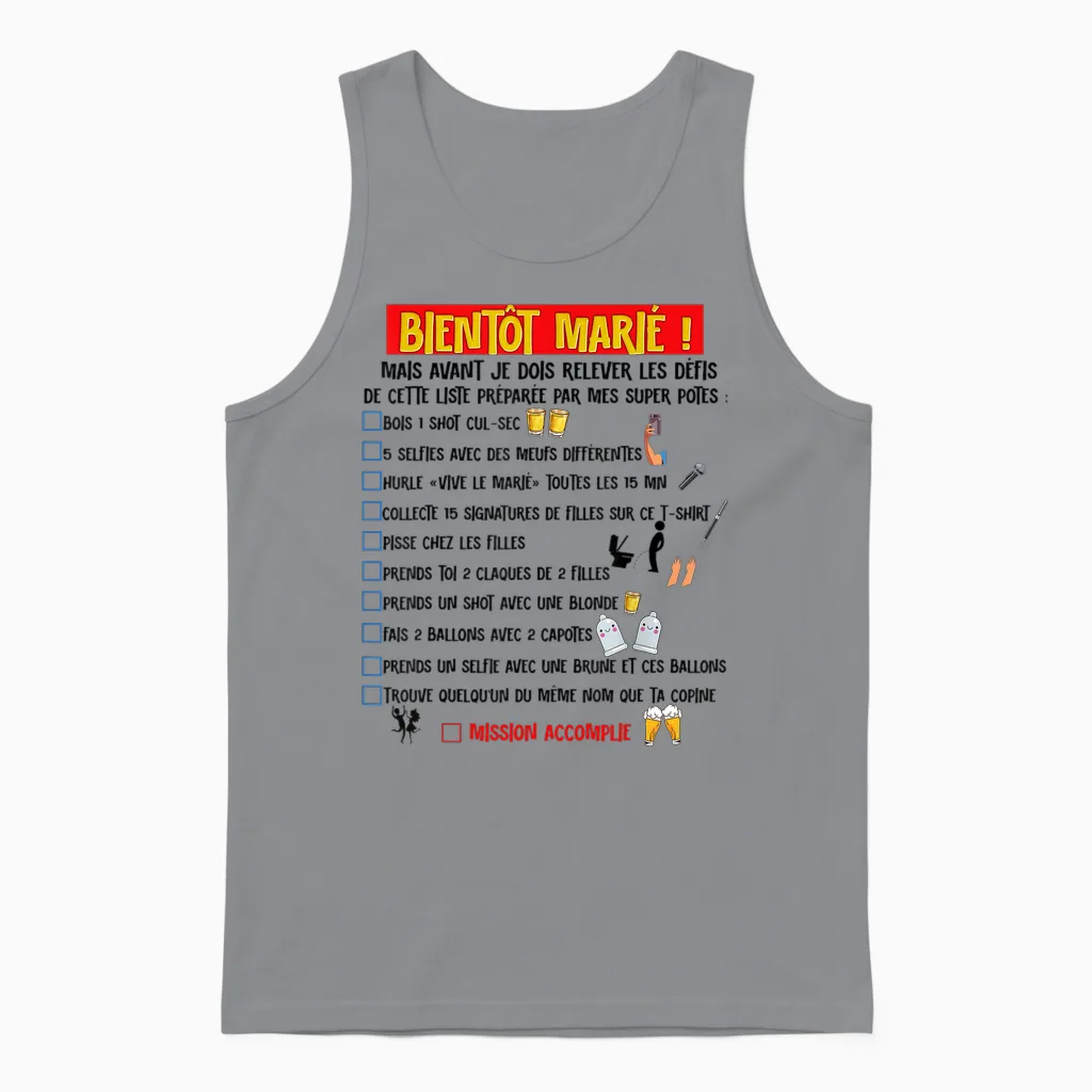 Man Soon Married! Future Wedding Mission Challenges Evg T-Shirt, White, S Unisex Tank Top in Sport Grey