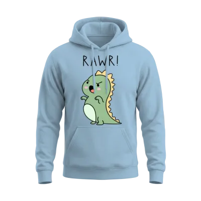 Dino Rawr Unisex Hoodie - Light Blue