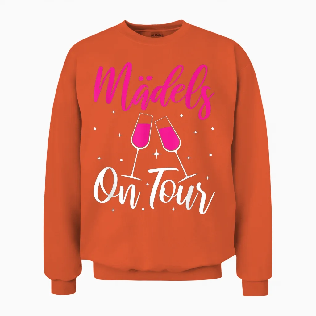 Girls' Evening Girls' Trip Girls on Tour T-Shirt, Black Unisex Sweatshirt in Orange