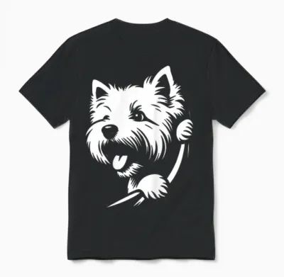 West Highland White Terrier Spähender Hund Westie Design Unisex T-Shirt - Black