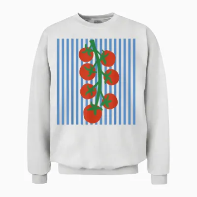 Tomaten Mit Blauen Streifen Pomodoro Tomatenmädchen Sommer Unisex Sweatshirt - White