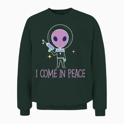 Alien I Come in Peace Halloween Costume Unisex Sweatshirt - Forest