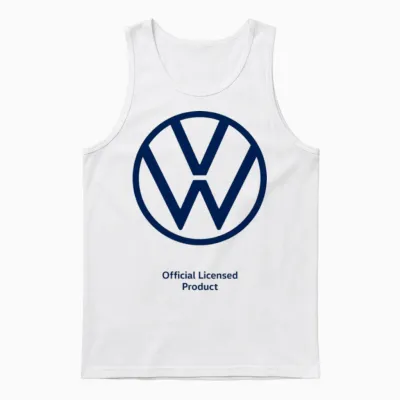 Volkswagen Classic Vw Logo in Blue Unisex Tank Top - White