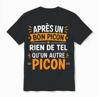 Humoristique Picon Bière Alcool Picole Humour Picon Unisex T-Shirt - Black