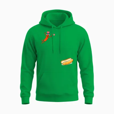 Hotdog Freedom Dive Funny Uncle Sam Hot Dog Jumping into Bun Unisex Hoodie - Irish Green