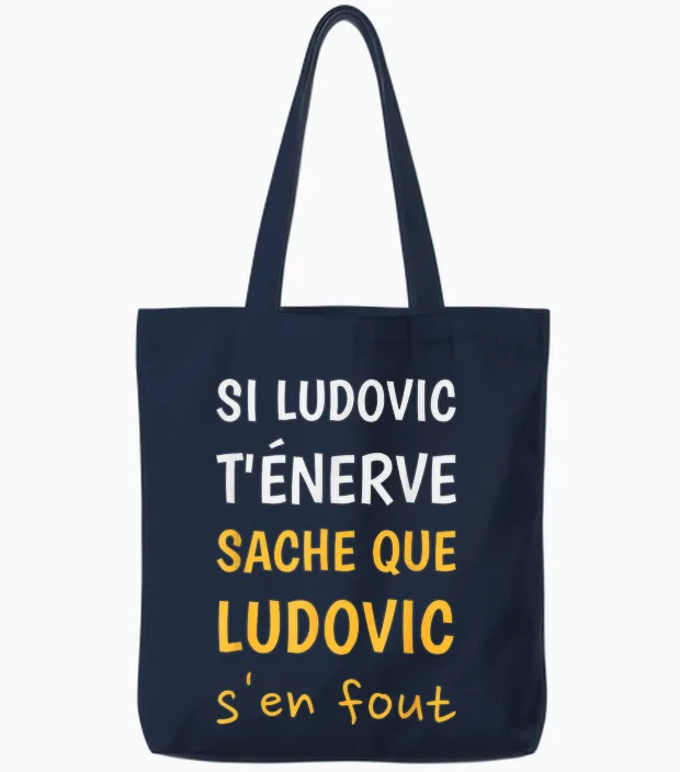 Ludovic Men's Name Ludovic Personalized Gift Ludovic Tote Bags in Navy