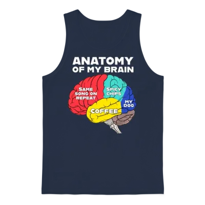Anatomy of My Brain - Coffee Unisex Tank Top - Navy