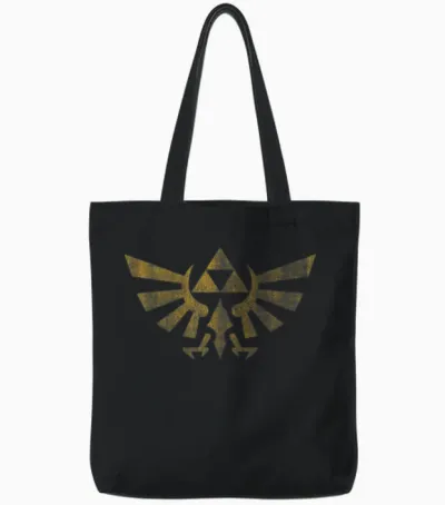 Legend of Zelda Royal Crest Distressed Badge Tote Bags - Black
