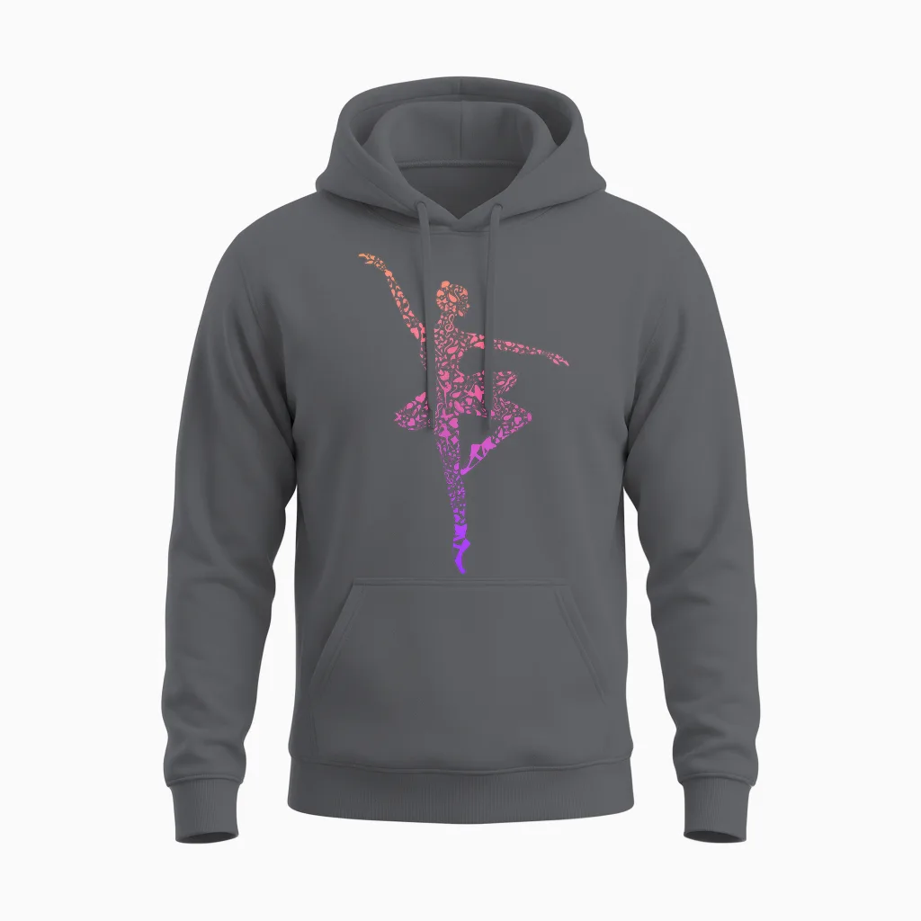 Ballerina Balletttänzerin Damen Ballett Mädchen T-Shirt Schwarz Kurzarm Klassisch Passform S Unisex Hoodie in Charcoal