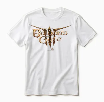 Dungeons & Dragons Baldur's Gate Iii Big Chest Text Logo Unisex T-Shirt - White