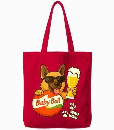 Baby Bell Malle Party Outfit with Dog and Beer Tote Bags - Red