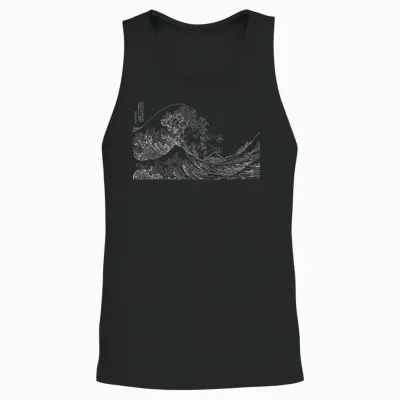 Japanese Wave Ocean Traditional Japan Men's Graphic Unisex Tank Top - Black