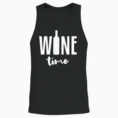 Wine Time Unisex Tank Top - Black