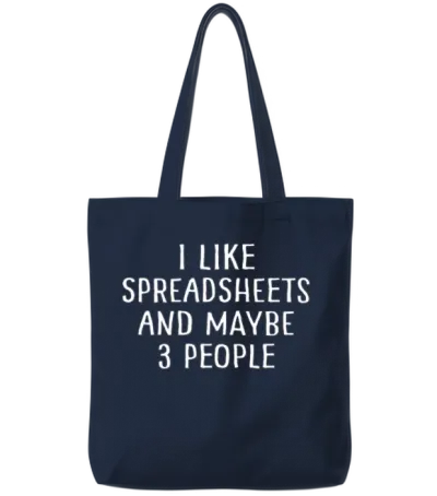 Funny Spreadsheet Gifts Spreadsheets Office Nerd Tote Bags - Navy