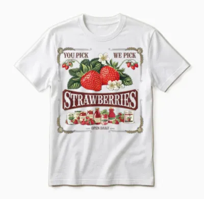 Erdbeeren Tshirt Farm Fresh Vintage Erdbeerbauern Unisex T-Shirt - White
