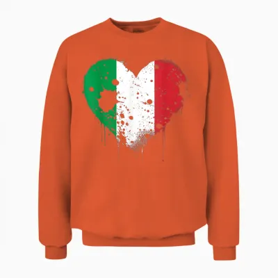 Italian Flag with Heart Shaped Roots Unisex Sweatshirt - Orange
