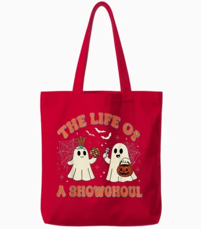 The Life of a Showghoul Retro Halloween Show Ghosts Girl Tote Bags - Red