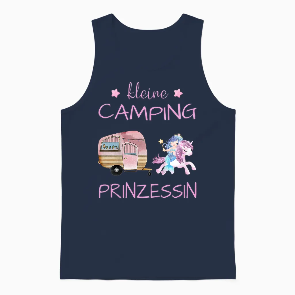 Kleine Camping Prinzessin - Einhorn Meerjungfrau Mädchen Unisex Tank Top in Navy