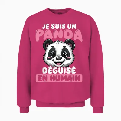 Je Suis Un Panda Disguised as Human T-Shirt, Black, S Unisex Sweatshirt - Heliconia