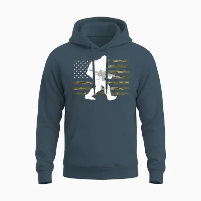 Bigfoot Gun Owner Camo Us American Flag Sasquatch Ar15 Rifle Unisex Hoodie - Dark Heather