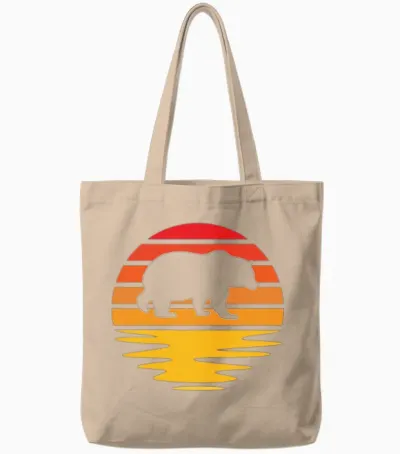 Bear Retro Tote Bags - Natural