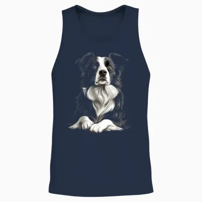 Border Collie Dog Border Collie T-Shirt, Black, S Unisex Tank Top - Navy