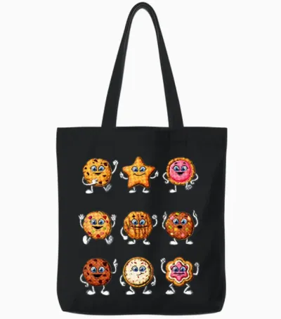 Funny Cookies Tote Bags - Black