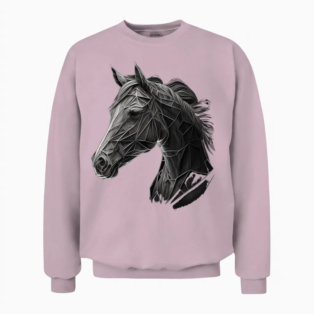 Reiten Kunst Tierdruck Pferd Motiv Pferd Unisex Sweatshirt in Light Pink
