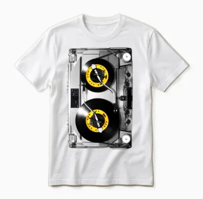Cassette Tape Vinyl Record Dj Turntable Unisex T-Shirt - White