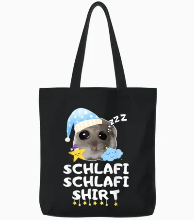 Schlafi Schlafi Funny Sad Hamster Cute Hamstie Tote Bags - Black