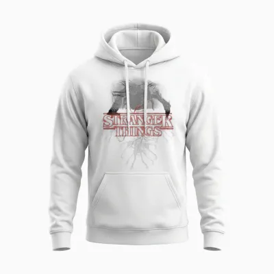 Stranger Things Demogorgon Glow Logo Unisex Hoodie - White