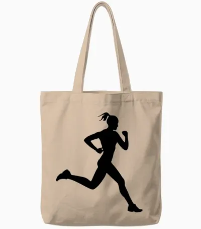 Girl Running Runner Training Tote Bags - Natural
