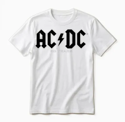 Ac/dc - Histoire Des Logos 50 Ans T-Shirt Haut De Gamme Unisex T-Shirt - White