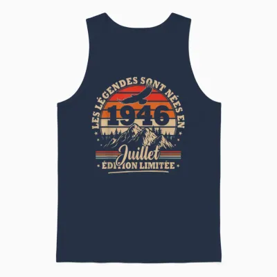 Vintage Anniversaire 80 Ans Cadeau Pour Né En Juillet 1946 Unisex Tank Top - Navy