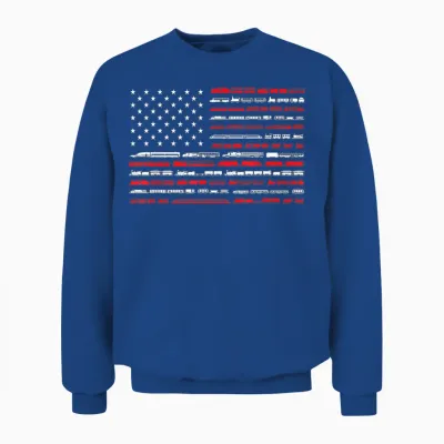 Train Railroad American Flag Vintage Locomotive Unisex Sweatshirt - Royal