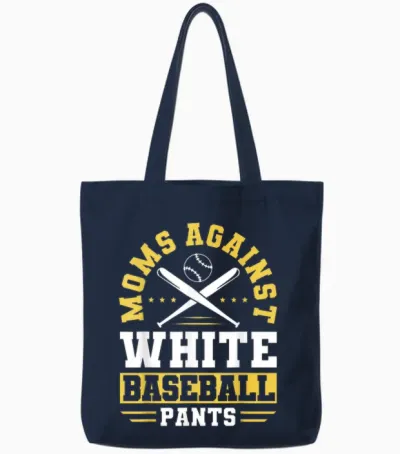 Moms Against White Baseball Pants Funny Sports Mom Tote Bags - Navy