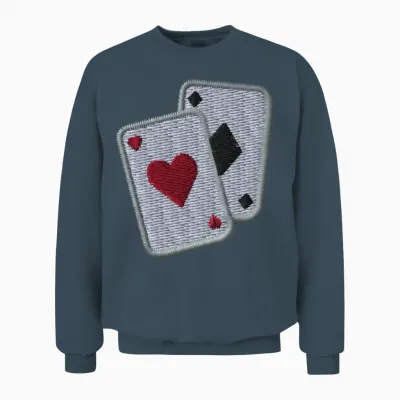 Playing Cards Embroidered Unisex Sweatshirt - Dark Heather