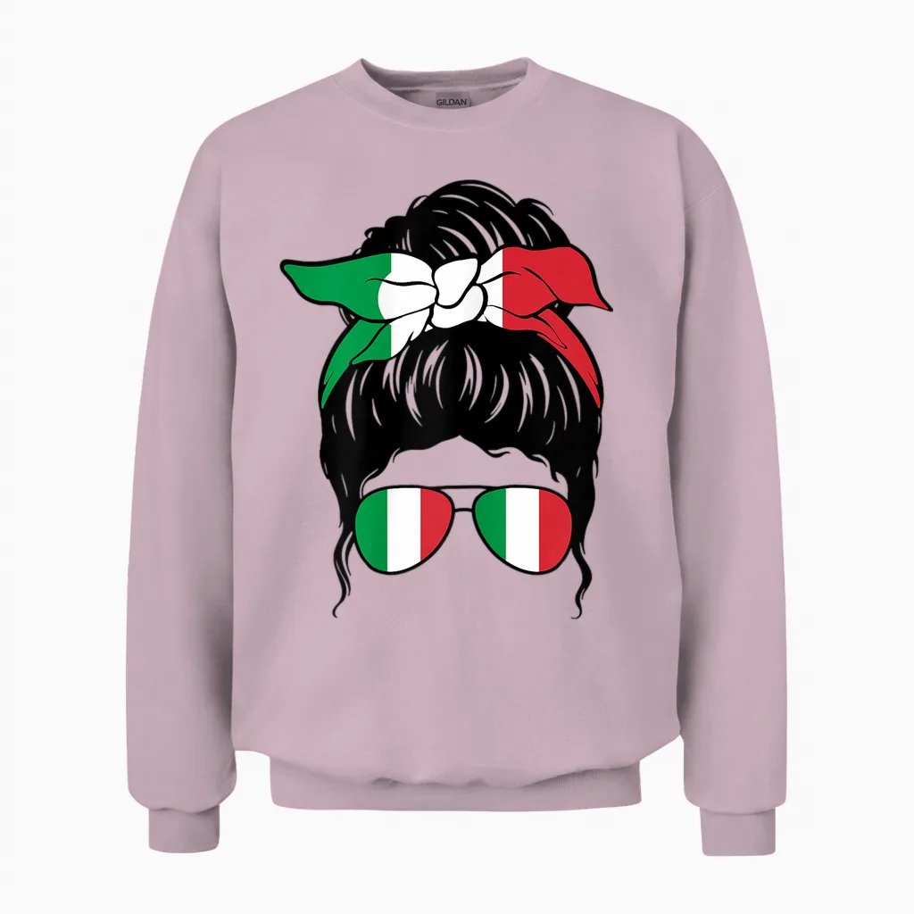 Italian Italian Flag Italian Girl Ragazza Italiana T-Shirt, Black, S Unisex Sweatshirt in Light Pink