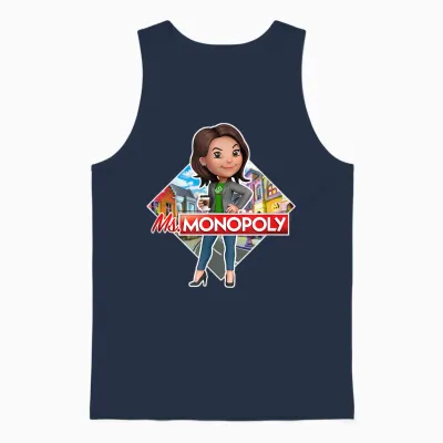 Monopoly Mrs Monopoly T-Shirt Board Game Logo, Black, S Unisex Tank Top - Navy