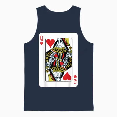 Queen of the Hearts Playing Card Poker Unisex Tank Top - Navy