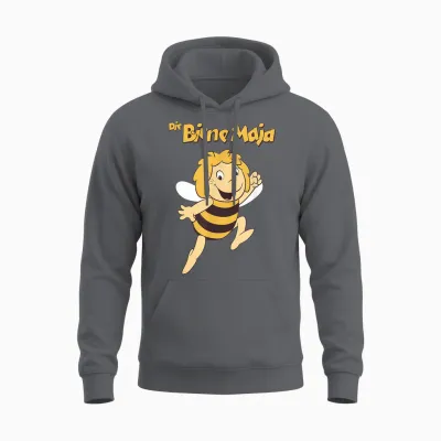 Maya the Bee Retro Pattern Cartoon Tv Series Logo T-Shirt, Black, S Unisex Hoodie - Charcoal