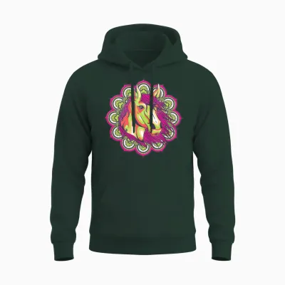 Horse Mandala Graphic Shirt Horses Lover Gift Girl Unisex Hoodie - Forest