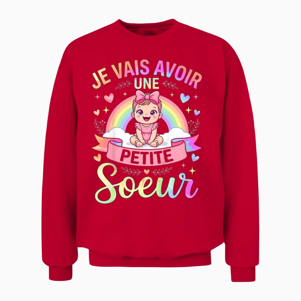 Enfant Annonce Grossesse - Bientôt Je Vais Avoir Une Petit Soeur Unisex Sweatshirt in Red