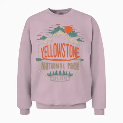Yellowstone National Park Hiking Camping Unisex Sweatshirt - Light Pink